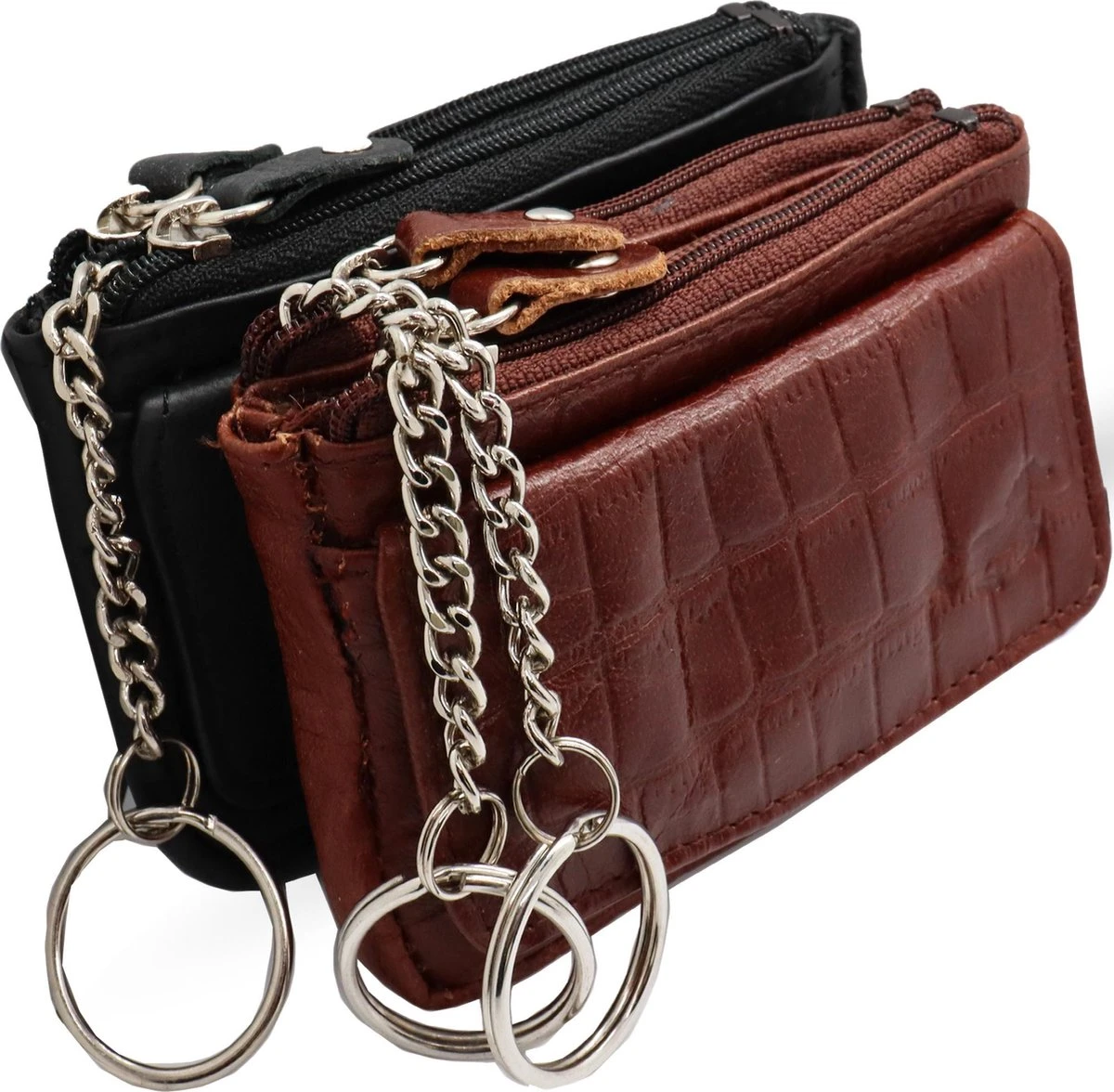 Safekeepers Sleuteletuis - Sleuteletui Met Rits - Sleuteletui Dames En Heren - 2 Stuks - Zwart En Kroko Bruin 3 Safekeepers Sleuteletuis - Sleuteletui Met Rits - Sleuteletui Dames En Heren - 2 Stuks - Zwart En Kroko Bruin