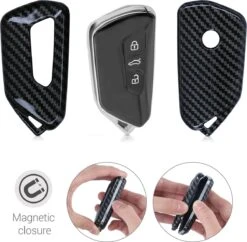 Kwmobile Autosleutelhoes Voor VW Golf 8 3-knops Autosleutel - Hardcover Beschermhoes - Carbon Design - Zwart -Auto-Onderdelenwinkel 1200x1176 8
