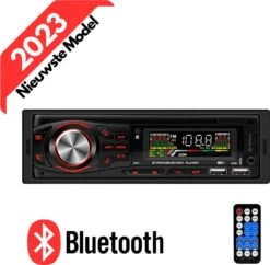 Merkloos Autoradio Met Bluetooth Voor Alle Auto's - USB, AUX En Handsfree - Afstandsbediening - Verlicht - Enkel DIN Auto Radio Met Ingebouwde Microfoon - Nederlandse Handleiding