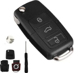 3 Knop Vouwen Auto Afstandsbediening Sleutel Flip Vouwen Sleutel Shell Case Voor Volkswagen Vw Jetta Golf Passat Kever Skoda Seat Polo B5