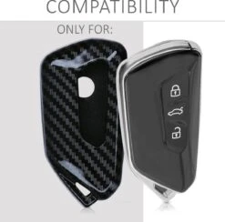 Kwmobile Autosleutelhoes Voor VW Golf 8 3-knops Autosleutel - Hardcover Beschermhoes - Carbon Design - Zwart -Auto-Onderdelenwinkel 1200x1183 7