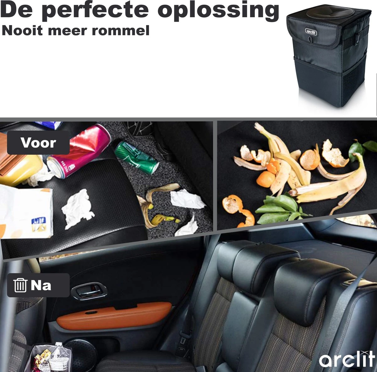 Arclit® | Auto Prullenbak | 6 Liter | Draagbare Voertuig Vuilnisbak | Anti-lek En Opvouwbaar Afvalbakje | Extra Opbergzakken 6 Arclit® | Auto Prullenbak | 6 Liter | Draagbare Voertuig Vuilnisbak | Anti-lek En Opvouwbaar Afvalbakje | Extra Opbergzakken - Afbeelding 4