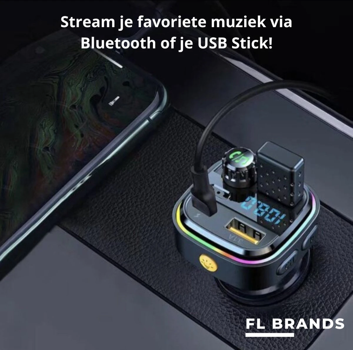 Bluetooth FM Transmitter - Auto Snel Lader - Carkit - Handsfree - Autoradio 6 Bluetooth FM Transmitter - Auto Snel Lader - Carkit - Handsfree - Autoradio - Afbeelding 4