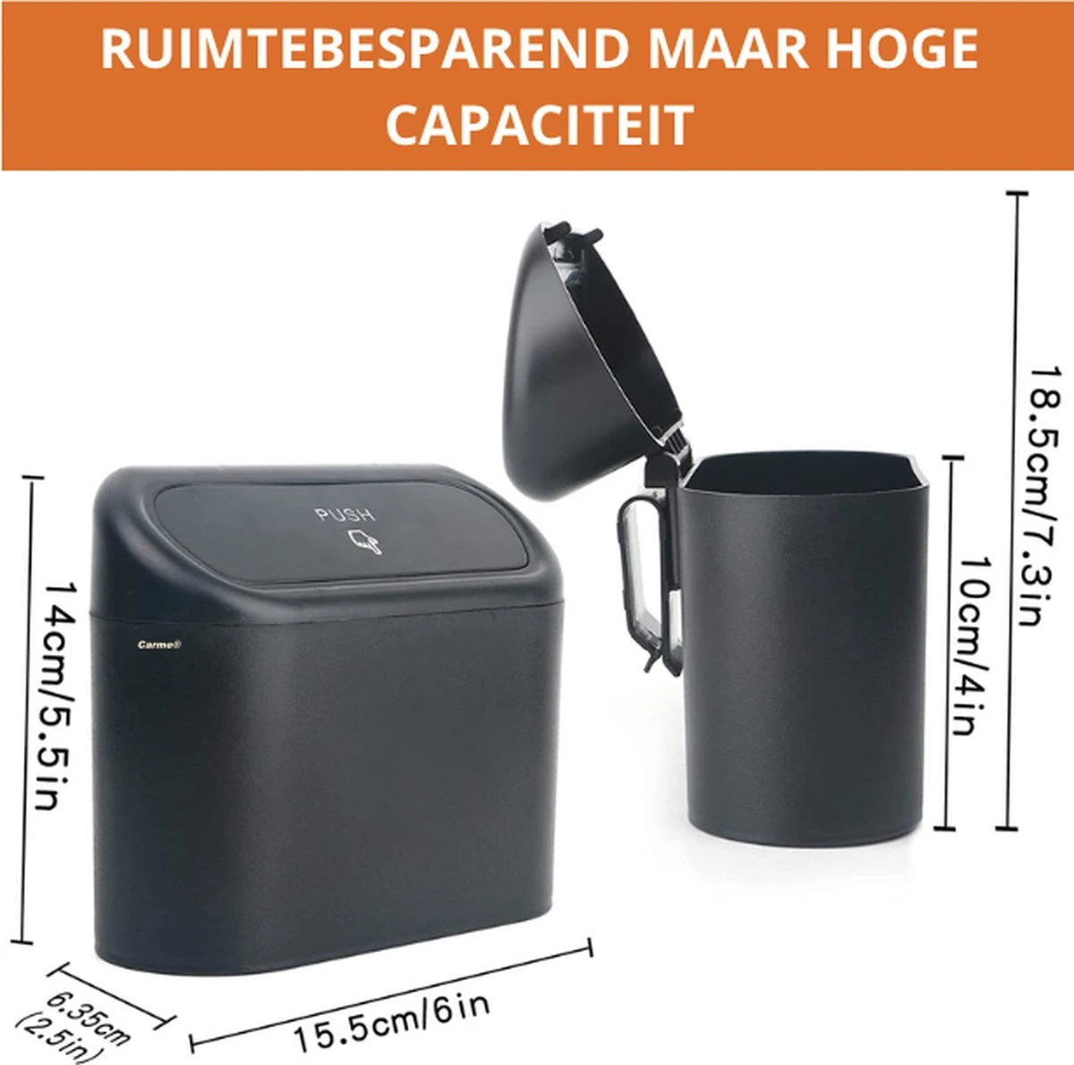 Auto Prullenbak Carme® Inclusief 50 Bijpassende Vuilniszakken- Auto Opslag - Vuilnisbak Auto - Kleine Prullenbak 1L - Car Trash Can - Auto Prullenbak Met Plastic Zakjes - Multifunctionele Prullenbak - Vuilnisbak - Auto Accessoires - Zwart 4 Auto Prullenbak Carme® Inclusief 50 Bijpassende Vuilniszakken- Auto Opslag - Vuilnisbak Auto - Kleine Prullenbak 1L - Car Trash Can - Auto Prullenbak Met Plastic Zakjes - Multifunctionele Prullenbak - Vuilnisbak - Auto Accessoires - Zwart - Afbeelding 2