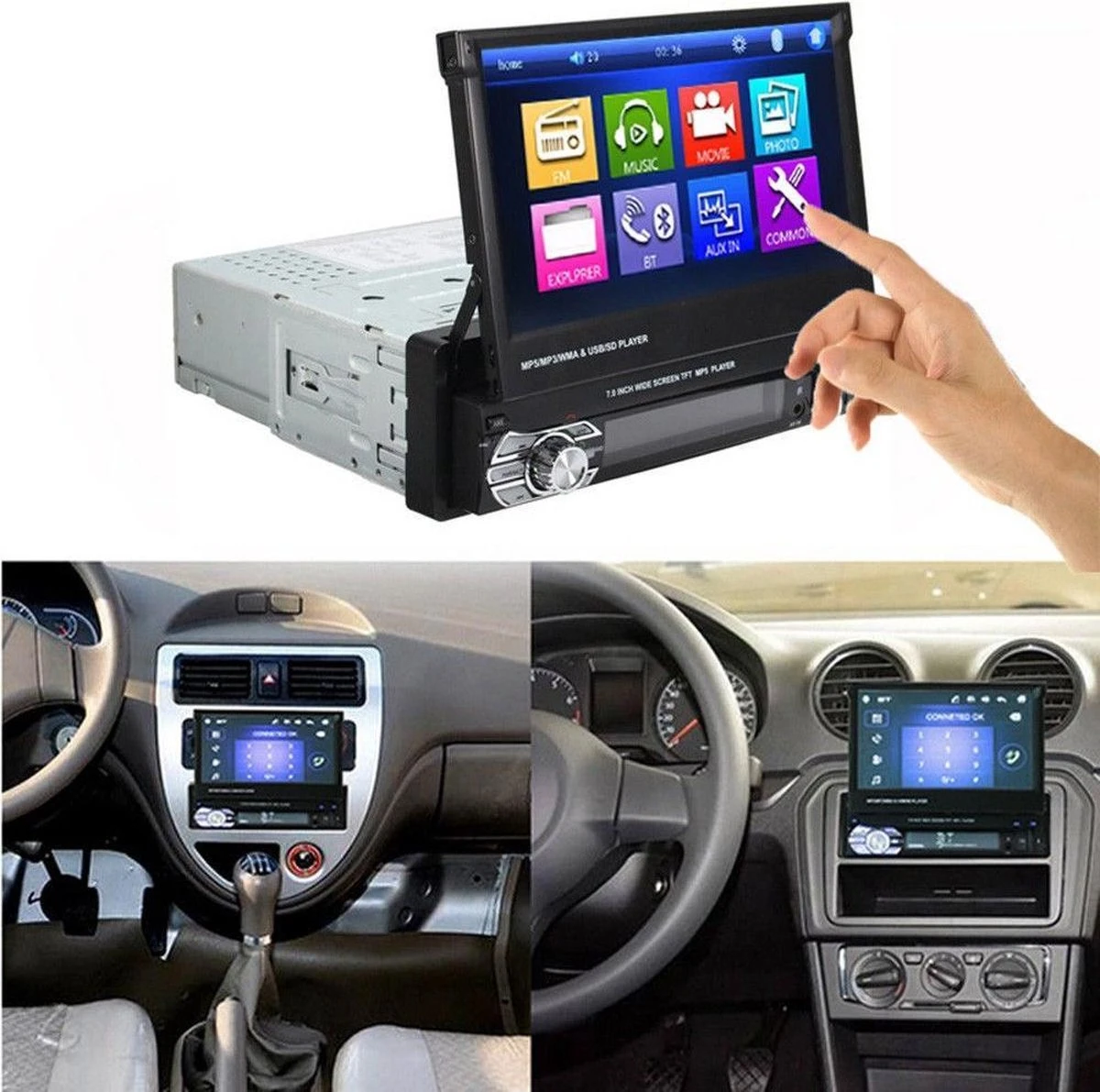 TechU™ T38 Autoradio 1 Din 7 Inch HD + Afstandsbediening | Bluetooth - USB - AUX - SD | Bluetoothradio | Handsfree Bellen | Autoradio Met Scherm | Stembediening 7 TechU™ T38 Autoradio 1 Din 7 Inch HD + Afstandsbediening | Bluetooth - USB - AUX - SD | Bluetoothradio | Handsfree Bellen | Autoradio Met Scherm | Stembediening - Afbeelding 5
