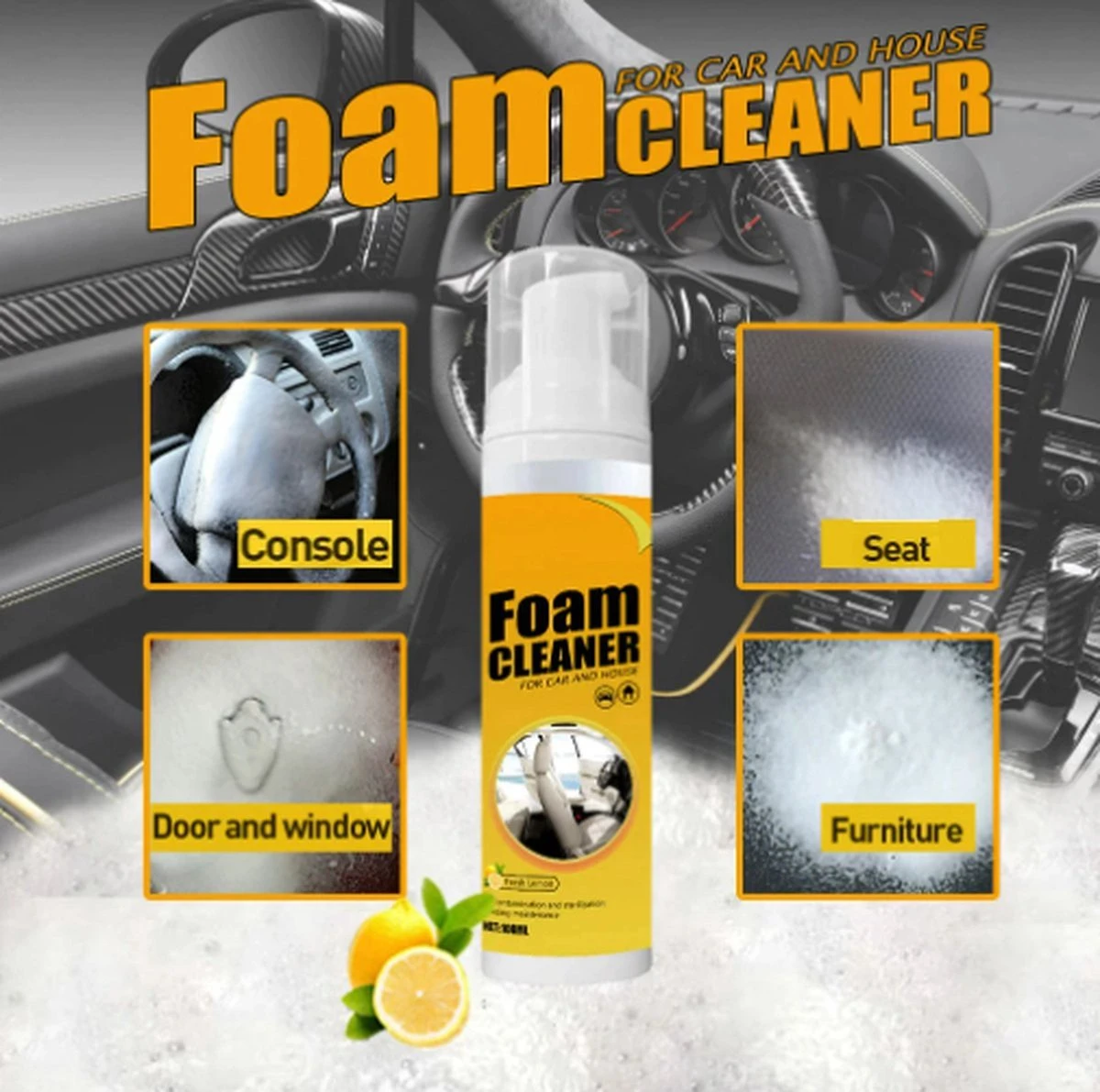 TLVX Schuimreiniger Interieur / Foam Cleaner / 150ml / Auto Schoonmaak / Geur Citroen / Interieur Reiniger Auto / Vlekken Verwijderen / Autostoelen Schoonmaak / Vlekken Bankstel / Kleding Vlekken / Stoelen Reiniger / Extreem Effectief! 5 TLVX Schuimreiniger Interieur / Foam Cleaner / 150ml / Auto Schoonmaak / Geur Citroen / Interieur Reiniger Auto / Vlekken Verwijderen / Autostoelen Schoonmaak / Vlekken Bankstel / Kleding Vlekken / Stoelen Reiniger / Extreem Effectief! - Afbeelding 3