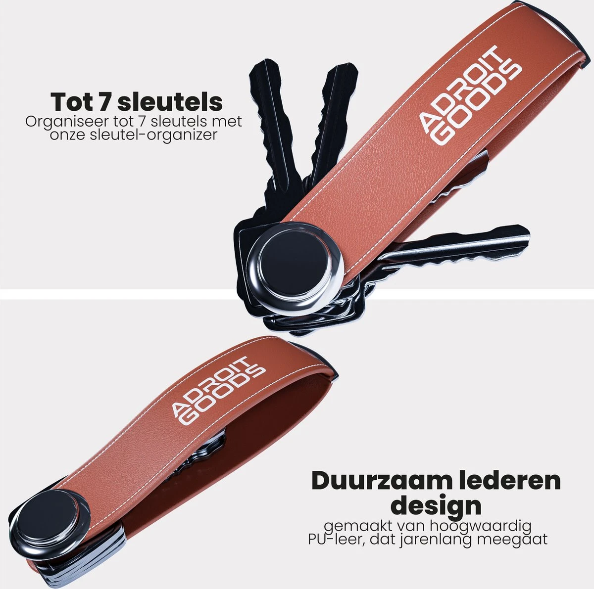 AdroitGoods Sleutel Organizer Sleutelhouder - Key Organizer - Keychain Multitool Sleutelhanger - Sleuteletui 2 Tot 7 Sleutels - Leer - Bruin 4 AdroitGoods Sleutel Organizer Sleutelhouder - Key Organizer - Keychain Multitool Sleutelhanger - Sleuteletui 2 Tot 7 Sleutels - Leer - Bruin - Afbeelding 2