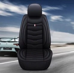 Service96 - Universele Pasvorm PU Lederen Autostoelhoes - Hoge Rugleuning Kuipstoelhoes - Autostoelbeschermer - 3D - Past Op De Meeste Auto's - Kliksysteem - 2 Stuks - Zwart -Auto-Onderdelenwinkel 1200x1192 5