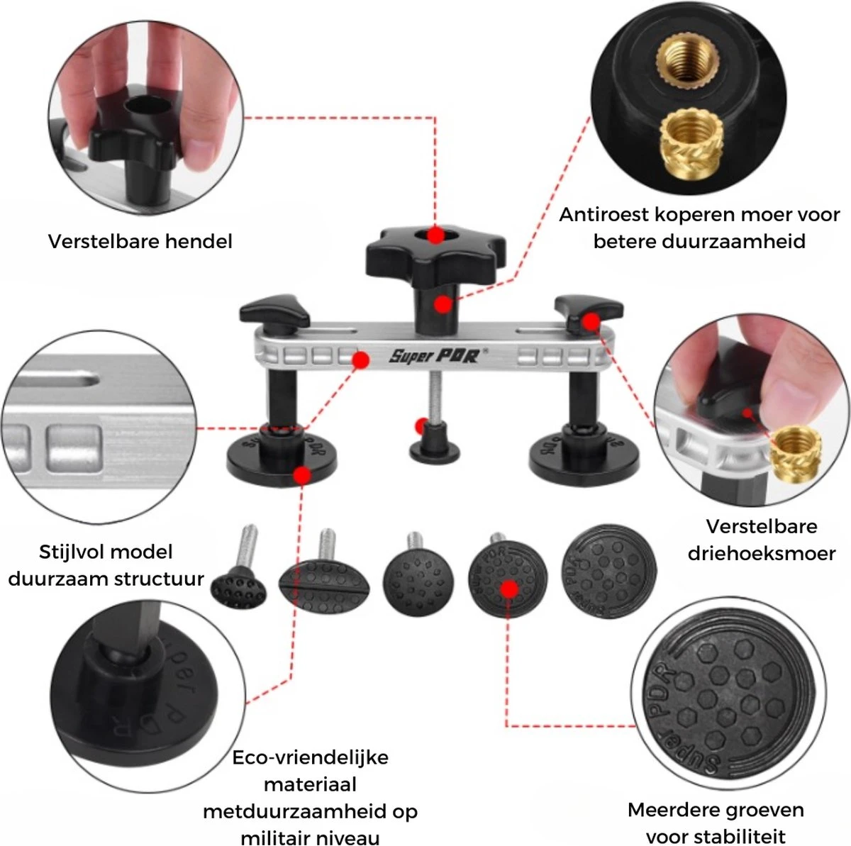PDR® Uitdeukset - Deukentrekker - Uitdeukset Auto Zonder/Met Spuiten - 62 Delige Set - Inclusief Gratis Gereedschapstas 4 PDR® Uitdeukset - Deukentrekker - Uitdeukset Auto Zonder/Met Spuiten - 62 Delige Set - Inclusief Gratis Gereedschapstas - Afbeelding 2