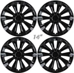 Merkloos Wieldoppen DELTA-BK 14 Inch Glanzend Zwart. Set A 4 Stuks In Doos (a.u.b. Tekst Lezen!)