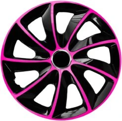 NRM - Stig Extra Wieldoppen 14" - Roze & Zwart- Set Van 4 Stuks - ABS / Duurzaam / Resistant