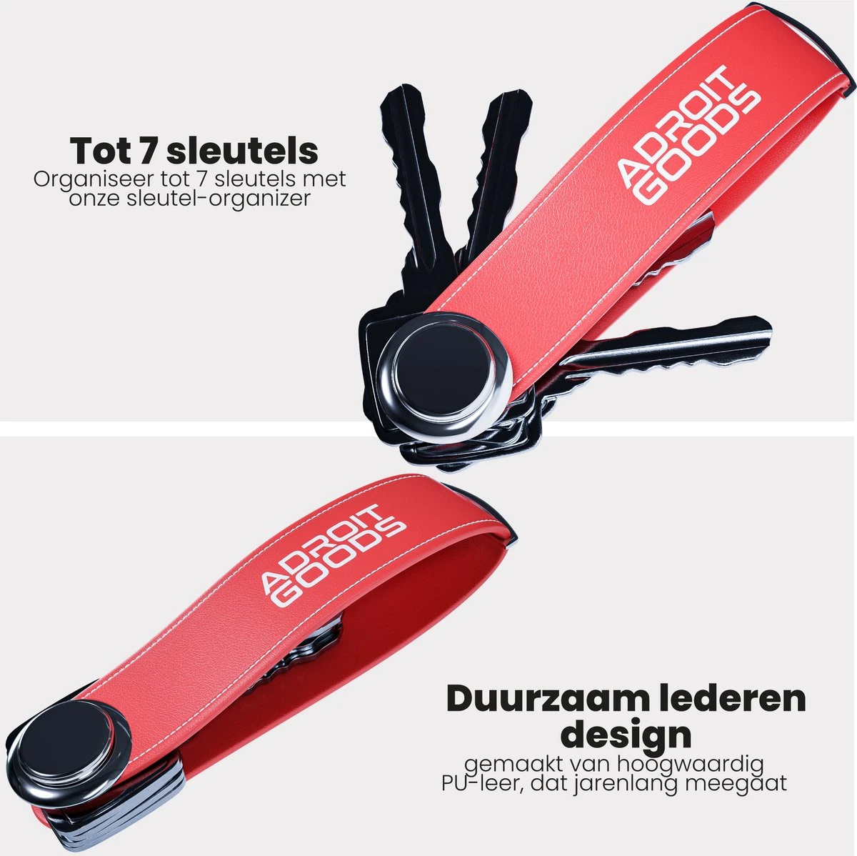 AdroitGoods Sleutel Organizer Sleutelhouder - Key Organizer - Keychain Multitool Sleutelhanger - Sleuteletui 2 Tot 7 Sleutels - Leer - Rood 4 AdroitGoods Sleutel Organizer Sleutelhouder - Key Organizer - Keychain Multitool Sleutelhanger - Sleuteletui 2 Tot 7 Sleutels - Leer - Rood - Afbeelding 2