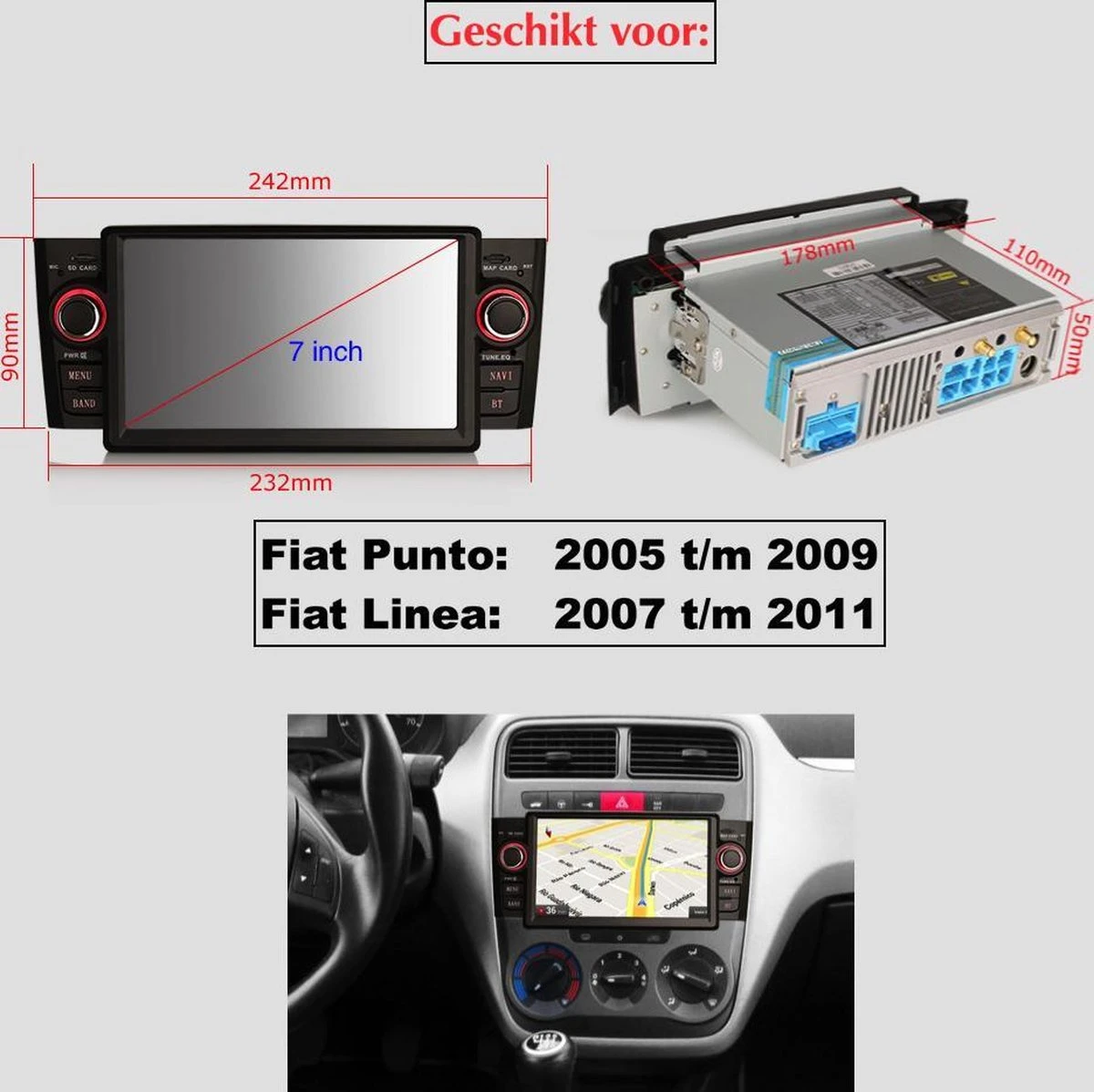 Fiat Punto 2005 – 2009 Android 12 | Android Auto | Carplay 9 Fiat Punto 2005 – 2009 Android 12 | Android Auto | Carplay - Afbeelding 7