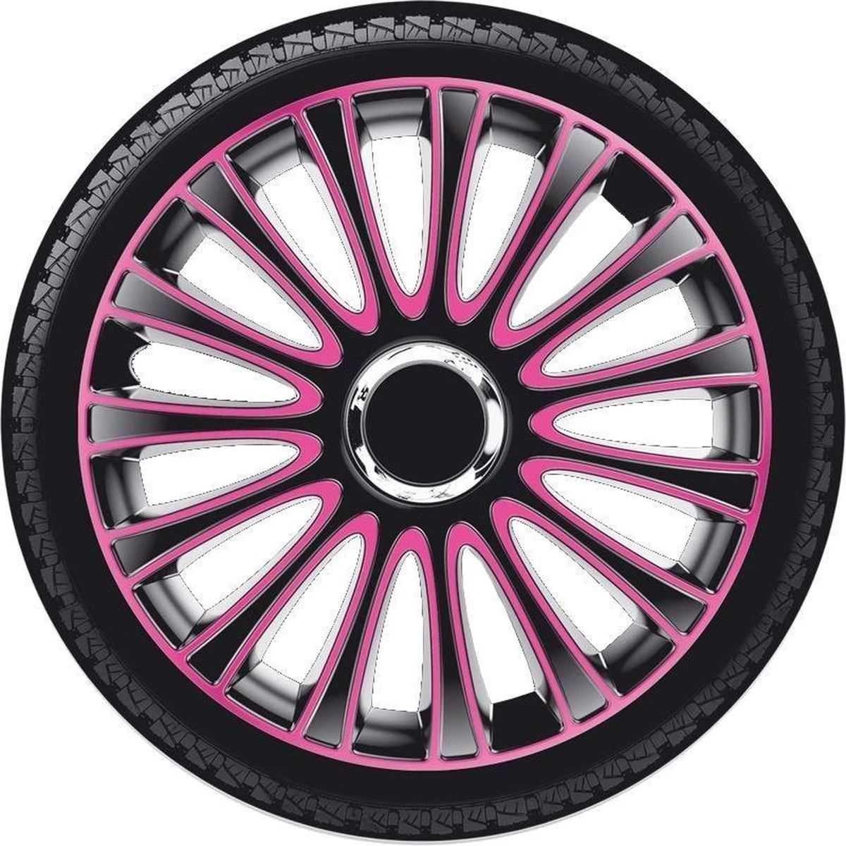 Autostyle Wieldoppen 14 Inch LeMans Zwart/Roze - ABS 4 Autostyle Wieldoppen 14 Inch LeMans Zwart/Roze - ABS - Afbeelding 2