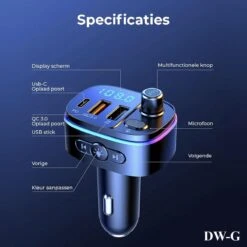 DW-G Bluetooth FM Transmitter - Auto Lader - Carkit - Handsfree - MP3 - USB - Snel Lader - Noise Cancelling - Nieuw Model -Auto-Onderdelenwinkel 1200x1200 1262