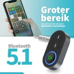 DINTO® Bluetooth Receiver - BT 5.1 - 3.5MM AUX - Bluetooth Ontvanger - Handsfree Bellen - Bluetooth Audio Receiver - Bluetooth Via AUX - Zwart -Auto-Onderdelenwinkel 1200x1200 1273