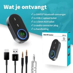 DINTO® Bluetooth Receiver - BT 5.1 - 3.5MM AUX - Bluetooth Ontvanger - Handsfree Bellen - Bluetooth Audio Receiver - Bluetooth Via AUX - Zwart -Auto-Onderdelenwinkel 1200x1200 1277