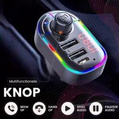 Apeiron FM Transmitter - Bluetooth - Autolader - Draadloze Carkit - RGB Light - 2x Fastcharger USB Poort - USB-C Poort - Handsfree Bellen - Voor Alle Telefoons - FM Transmitter Auto - Bluetooth 5.0 -Auto-Onderdelenwinkel 1200x1200 1310