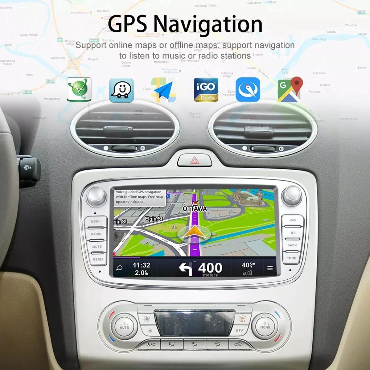 Ford Autoradio Navigatie Zilver | Android 9.1 | Mondeo Focus S-max 5 Ford Autoradio Navigatie Zilver | Android 9.1 | Mondeo Focus S-max - Afbeelding 3