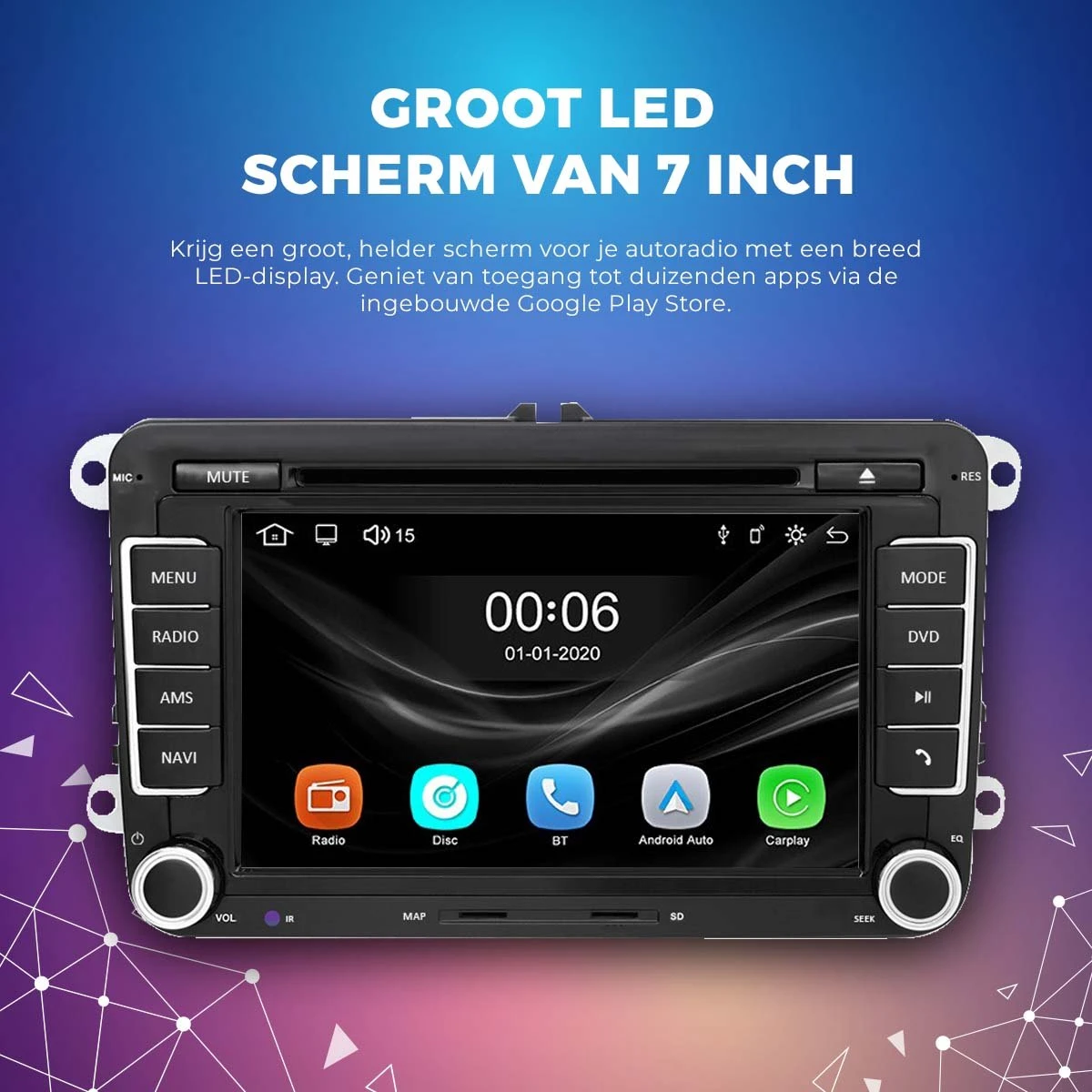 Autoradio Met Bluetooth & Achteruitrijcamera - Auto Navigatie Voor Volkswagen Seat & Skoda - Apple Carplay & Android Auto - Navigatiesysteem Met FM Radio 6 Autoradio Met Bluetooth & Achteruitrijcamera - Auto Navigatie Voor Volkswagen Seat & Skoda - Apple Carplay & Android Auto - Navigatiesysteem Met FM Radio - Afbeelding 4