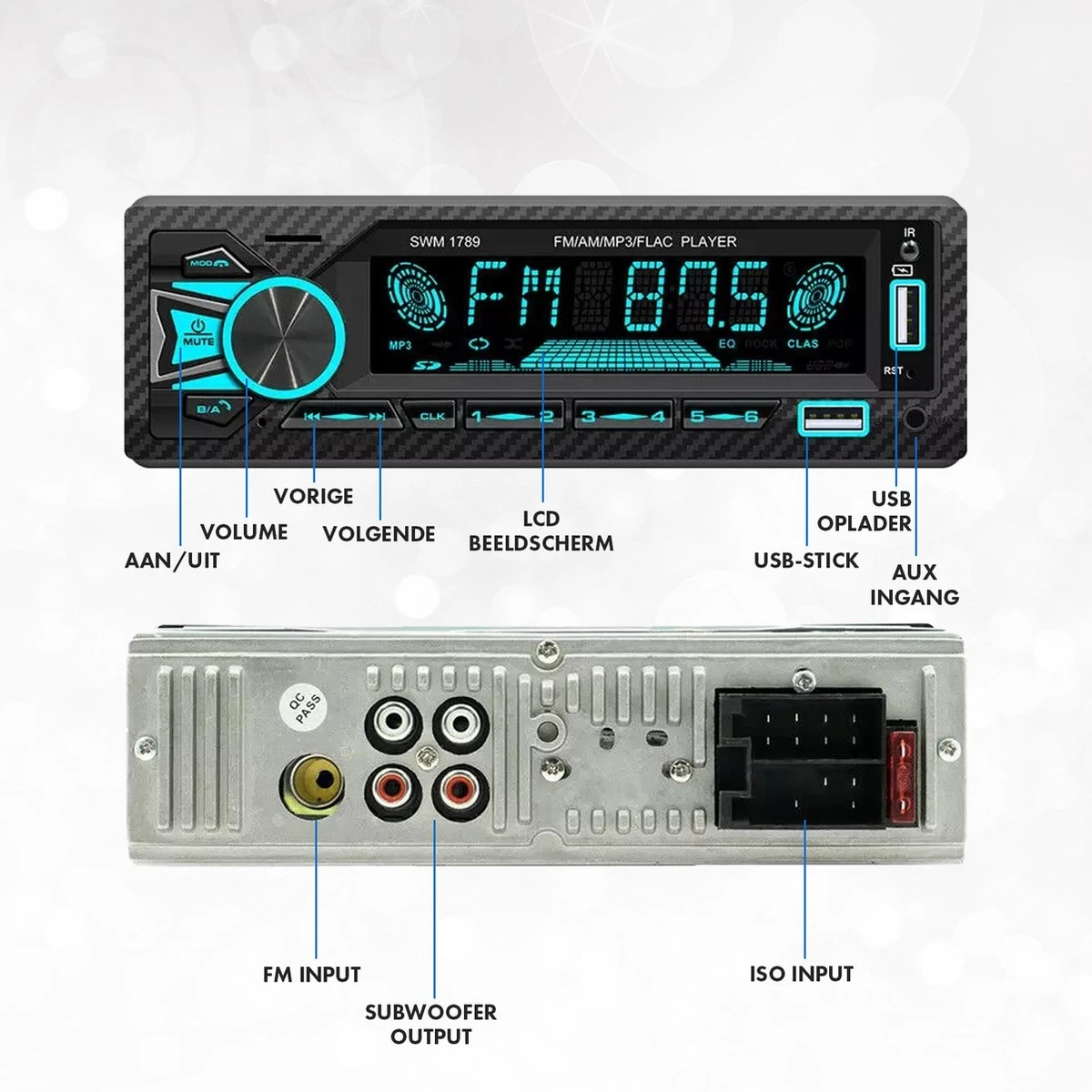 Jume Autoradio Met Bluetooth / FM / Aux – Auto Radio – Enkel Din 9 Jume Autoradio Met Bluetooth / FM / Aux – Auto Radio – Enkel Din - Afbeelding 7