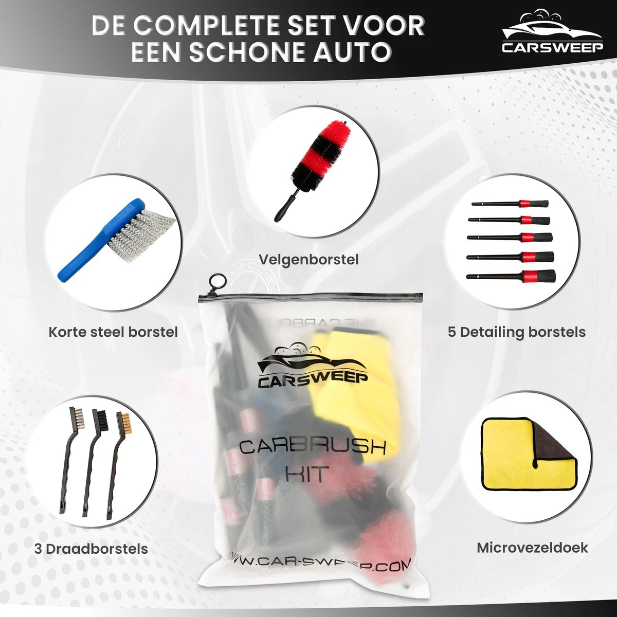 CarBrush Kit - Velgenborstel- Auto Borstelpakket - Velgenreiniger- Auto Poetsproducten- Auto Poetspakket- Auto Wax- Wheel Brush- Velgenborstel Microvezel 4 CarBrush Kit - Velgenborstel- Auto Borstelpakket - Velgenreiniger- Auto Poetsproducten- Auto Poetspakket- Auto Wax- Wheel Brush- Velgenborstel Microvezel - Afbeelding 2
