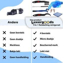 Luxergoods Fietsketting Reiniger - Ketting Schoonmaken - 9 Delig - Inclusief Borstel - Gratis Handschoenen - Fietskettingreiniger -Auto-Onderdelenwinkel 1200x1200 250