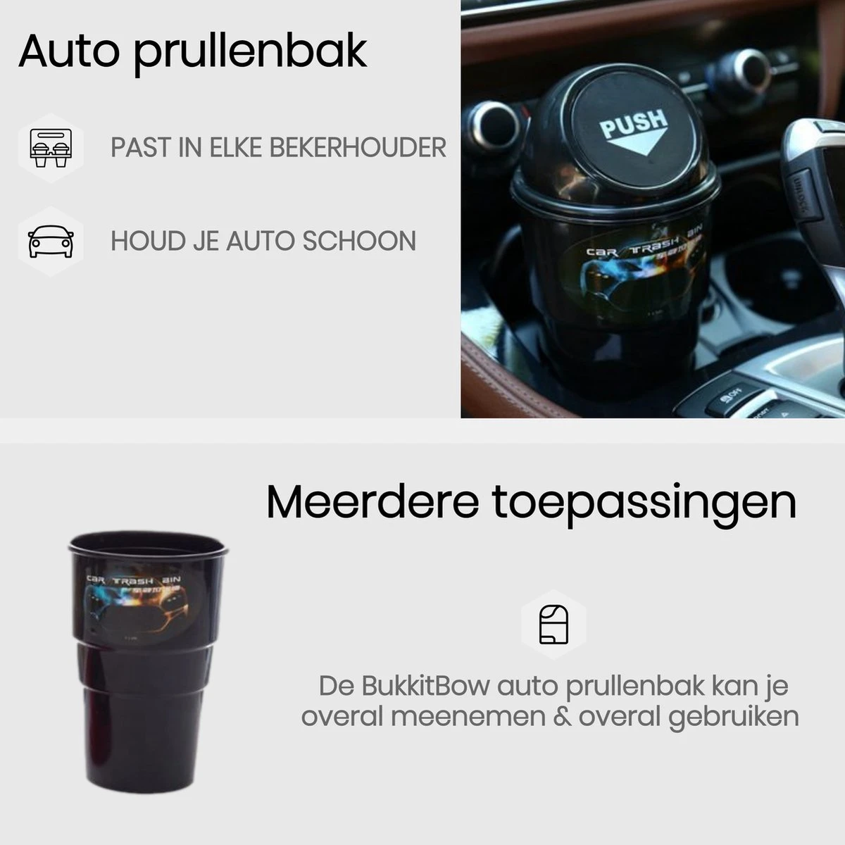 Merkloos Mini Prullenbak - Auto Prullenbak - Prullenbak Voor Bekerhouder - Compact 1,2 Liter - Zwart 4 Merkloos Mini Prullenbak - Auto Prullenbak - Prullenbak Voor Bekerhouder - Compact 1,2 Liter - Zwart - Afbeelding 2