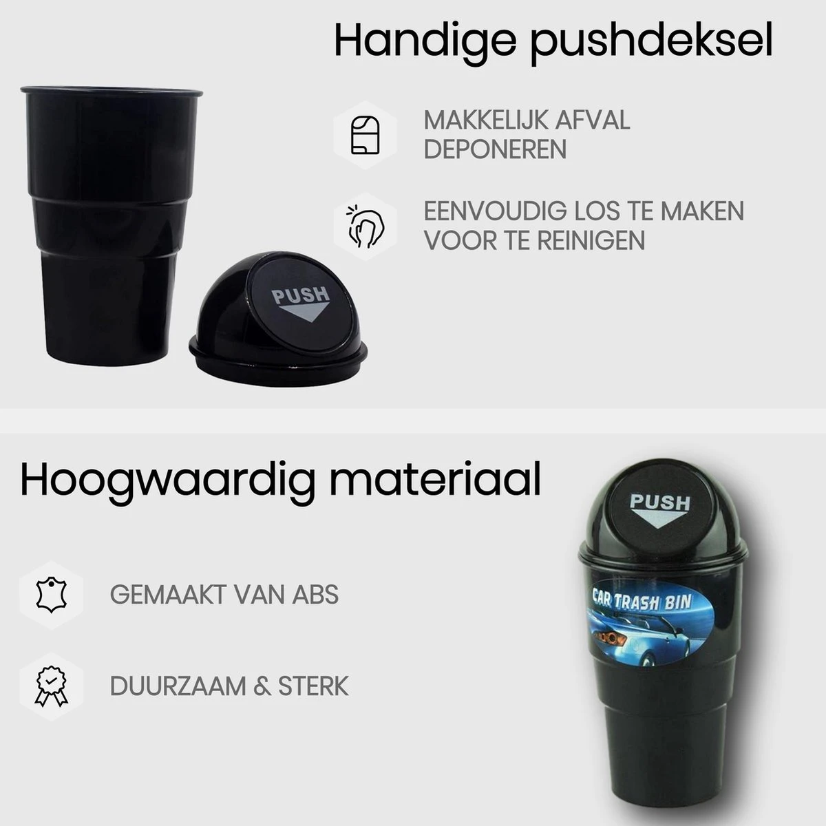 Merkloos Mini Prullenbak - Auto Prullenbak - Prullenbak Voor Bekerhouder - Compact 1,2 Liter - Zwart 6 Merkloos Mini Prullenbak - Auto Prullenbak - Prullenbak Voor Bekerhouder - Compact 1,2 Liter - Zwart - Afbeelding 4