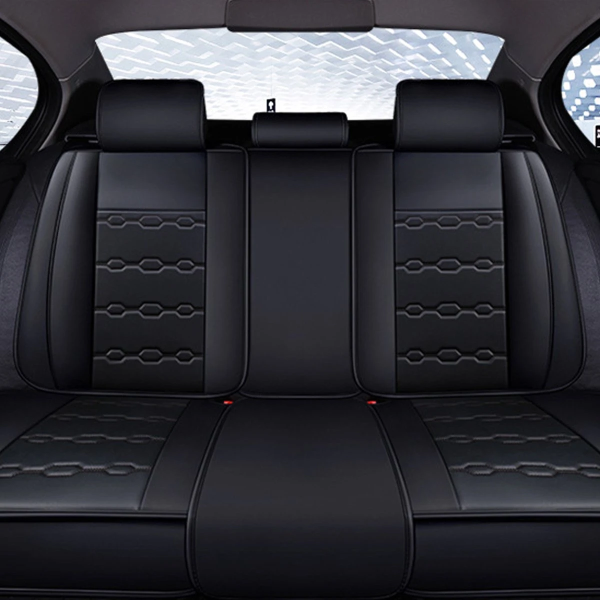 Merkloos ELUTO Leren Stoelhoes Auto - Universele Autostoelhoezen Set - Autostoel Hoes - 15 Stuks - Zwart 6 Merkloos ELUTO Leren Stoelhoes Auto - Universele Autostoelhoezen Set - Autostoel Hoes - 15 Stuks - Zwart - Afbeelding 4