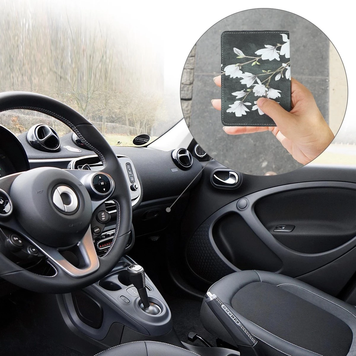 Kwmobile Hoes Voor Kentekenbewijs En Rijbewijs - Omslag Met Pasjeshouder In Taupe / Wit / Donkergrijs - Imitatieleer - Magnolia Design 6 Kwmobile Hoes Voor Kentekenbewijs En Rijbewijs - Omslag Met Pasjeshouder In Taupe / Wit / Donkergrijs - Imitatieleer - Magnolia Design - Afbeelding 4