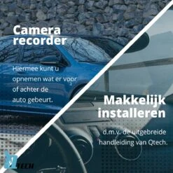 Qtech Dual Dashcam Voor Auto - Voor En Achter Camera - Spiegel - Full HD - 32GB - G Sensor - Bewegingsdetectie En Parkeerstand - Nederlandse Handleiding -Auto-Onderdelenwinkel 1200x1200 744
