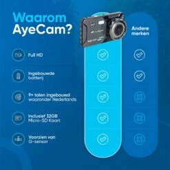 AyeCam Dashcam Pro – Dashcam Voor Auto Voor En Achter - FULL HD & Nachtvisie – G-Sensor - Incl. 32GB SD -Auto-Onderdelenwinkel 1200x1200 809