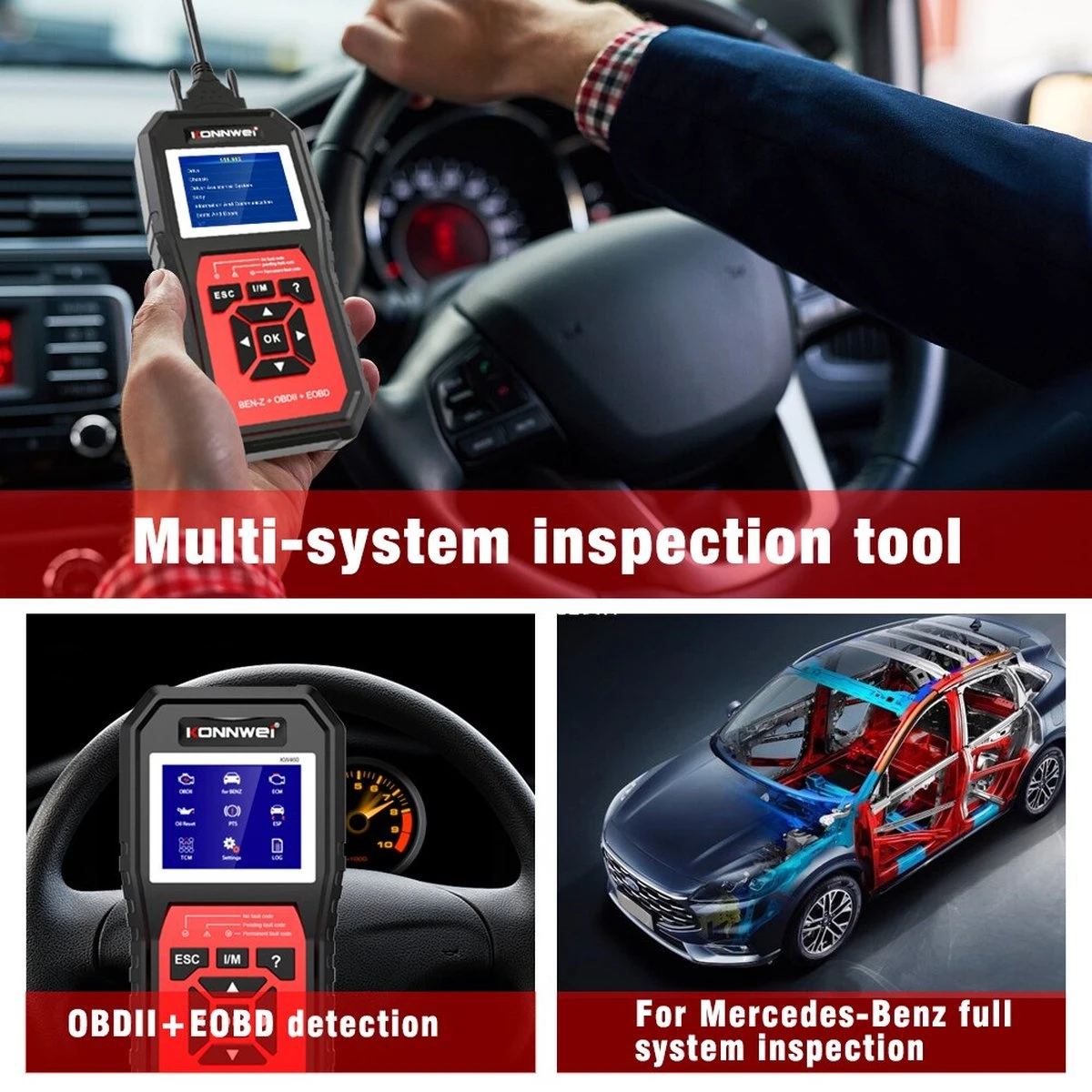 Konnwei KW460 Mercedes Benz - Systeem Diagnose Scanner - OBD2 - ObdII Eobd Scanner - ABS - Service Reset - Storingen Wissen 5 Konnwei KW460 Mercedes Benz - Systeem Diagnose Scanner - OBD2 - ObdII Eobd Scanner - ABS - Service Reset - Storingen Wissen - Afbeelding 3