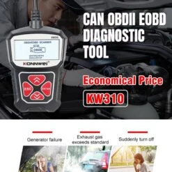 Merkloos Konnwei KW310 Multifunctioneel OBD2 + EOBD Scanner - Nederlandstalig - Motor Foutcode Lezen En Wissen - OBDII - Diagnose - Playback Data - PCM Data - O2 - EVAP - OBD 2 - Uitleesapparaat -Auto-Onderdelenwinkel 1200x1200 953