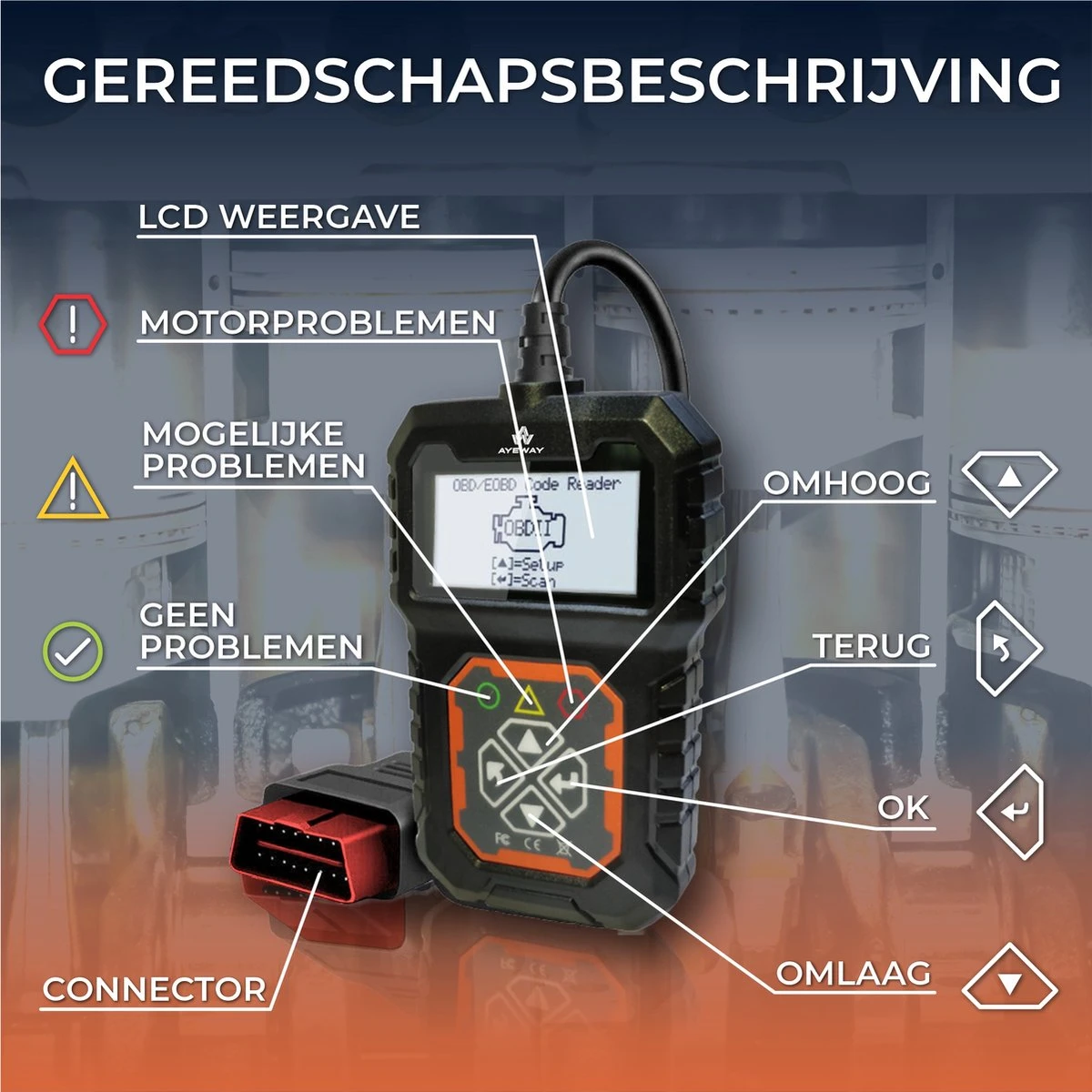 AyeTools OBD 2 Auto Scanner - Auto Reader – Uitleesapparatuur – Auto Accessoires – Nederlandse Handleiding 7 AyeTools OBD 2 Auto Scanner - Auto Reader – Uitleesapparatuur – Auto Accessoires – Nederlandse Handleiding - Afbeelding 5