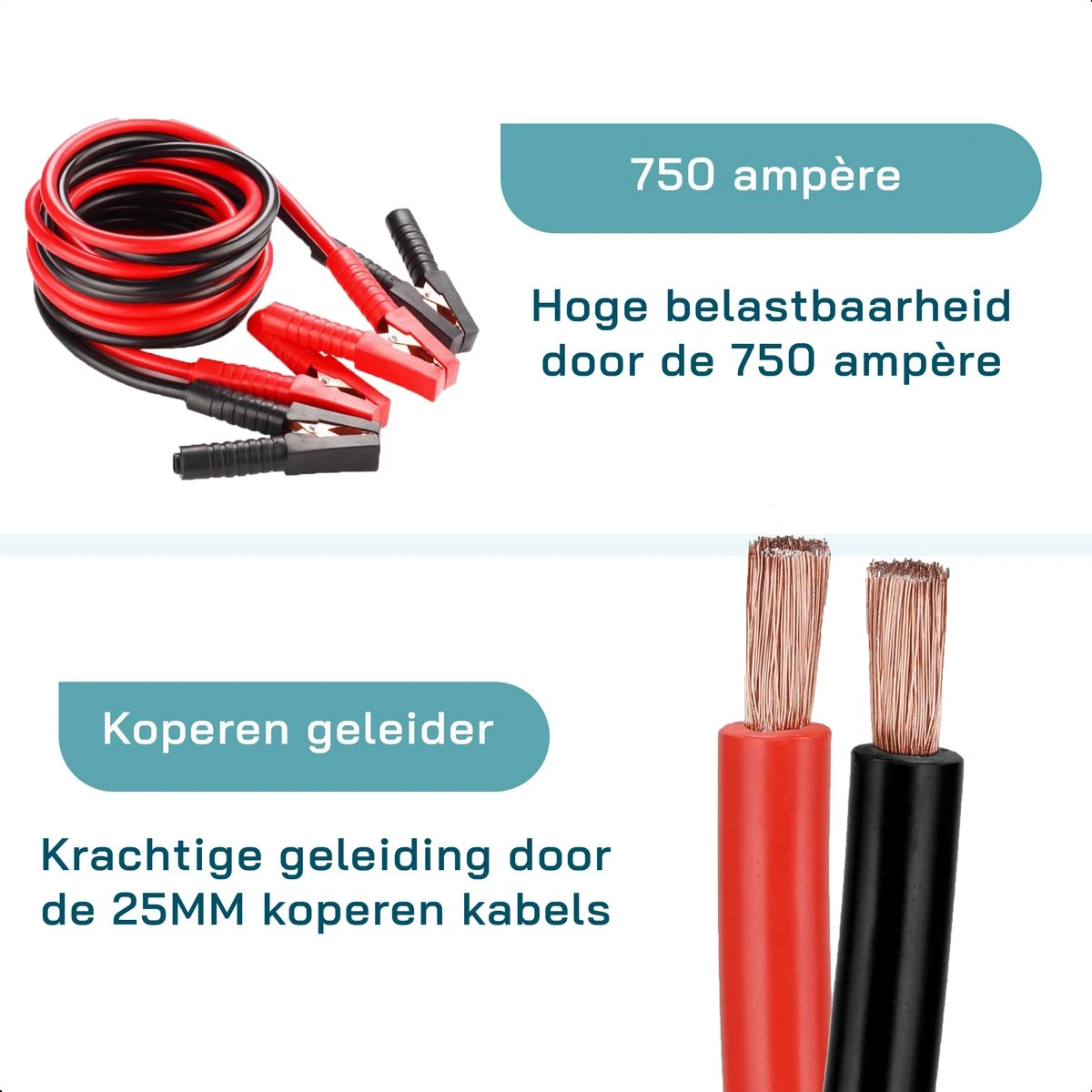 ForDig Startkabels 25 Mm2 / 3.5M / 750A - Incl. Opbergtas - Geschikt Voor Auto / Bus / Tractor / Vrachtwagen / Boot - Start Kabels Met Geïsoleerde Handgrepen - Starthulp Kabel 6 ForDig Startkabels 25 Mm2 / 3.5M / 750A - Incl. Opbergtas - Geschikt Voor Auto / Bus / Tractor / Vrachtwagen / Boot - Start Kabels Met Geïsoleerde Handgrepen - Starthulp Kabel - Afbeelding 4