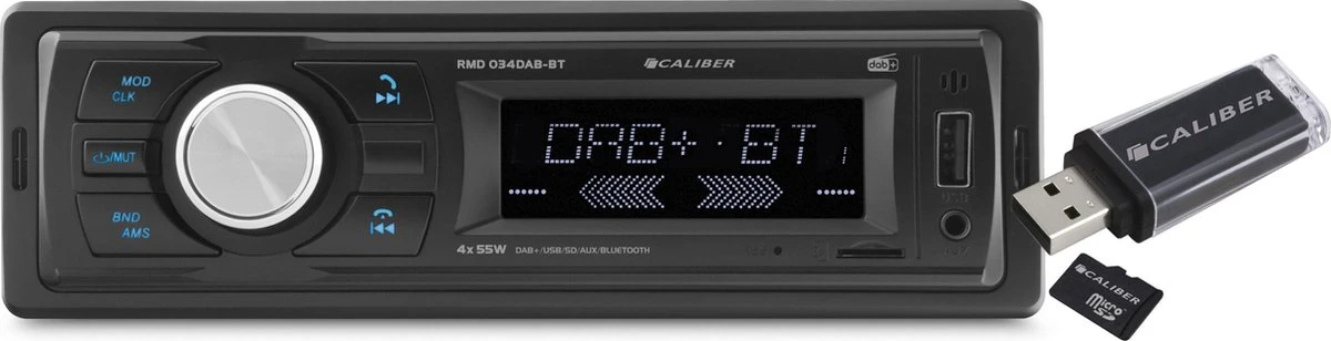 Caliber Autoradio Met Bluetooth, USB, DAB+ En FM Radio 1 DIN 4 X 55 Watt Vermogen Ingebouwde Microfoon (RMD034DAB-BT) 9 Caliber Autoradio Met Bluetooth, USB, DAB+ En FM Radio 1 DIN 4 X 55 Watt Vermogen Ingebouwde Microfoon (RMD034DAB-BT) - Afbeelding 7