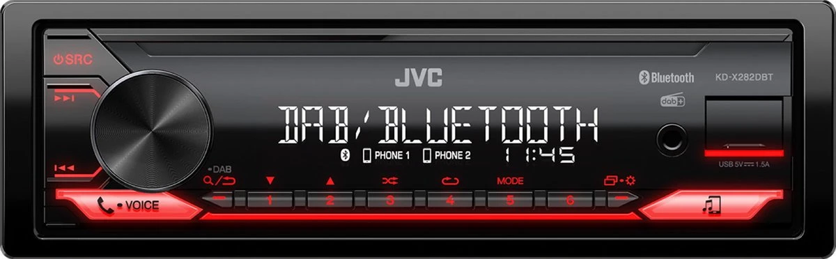 JVC KD-X282DBT Autoradio - Inclusief DAB+ Antenne - Rood 3 JVC KD-X282DBT Autoradio - Inclusief DAB+ Antenne - Rood
