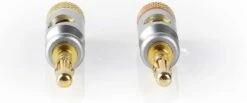 Nedis Banaanstekker - Recht - Male - Verguld - Schroef - Diameter Kabelinvoer: 7.0 Mm - Zink Legering - Zilver - 2 Stuks - Doos -Auto-Onderdelenwinkel 1200x500