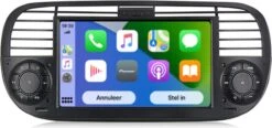 Boscer® Autoradio Fiat 500 2007-2015 - Apple Carplay & Android Auto - Android 11 - 7'' Navigatiesysteem - Zwart - Achteruitrijcamera
