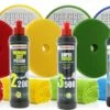 Menzerna Polijst Pakket 250 Ml Bestaande Uit; Heavy Compound 400, Medium Cut Polish 2200, Super Finish 3500, PowerLock 4, 4 Pads 150mm Garage Freaks, 4 Poetsdoekjes 40x40 550 Gsm -Auto-Onderdelenwinkel 1200x598