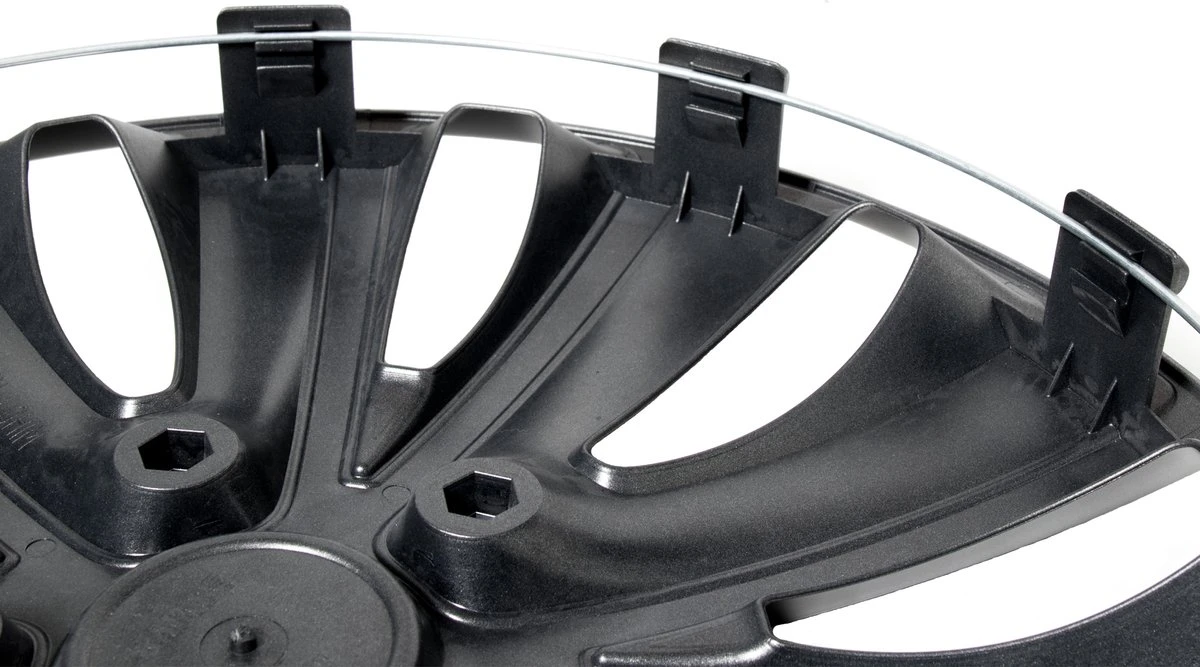 Wieldoppen Dakar Zilver/Zwart 15 Inch - Set (4 Stuks) 5 Wieldoppen Dakar Zilver/Zwart 15 Inch - Set (4 Stuks) - Afbeelding 3