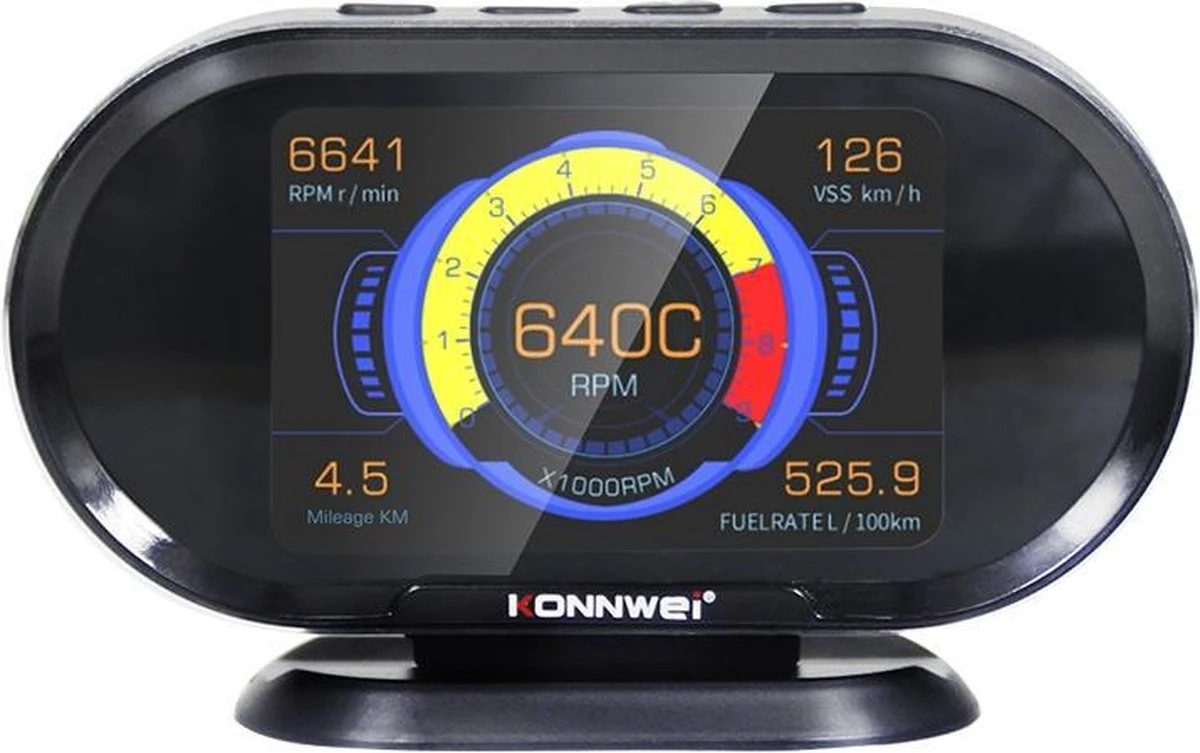 KW206 OBD Diagnose Dashboard Display, Meter, Toerental, Instelbaar Alarm, Temperaturen 4 KW206 OBD Diagnose Dashboard Display, Meter, Toerental, Instelbaar Alarm, Temperaturen - Afbeelding 2