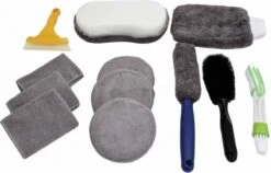 SATRA Autowas Set 12 Delig Autowasborstel, Velgenborstel, Spons, Washandschoen, Droogdoek