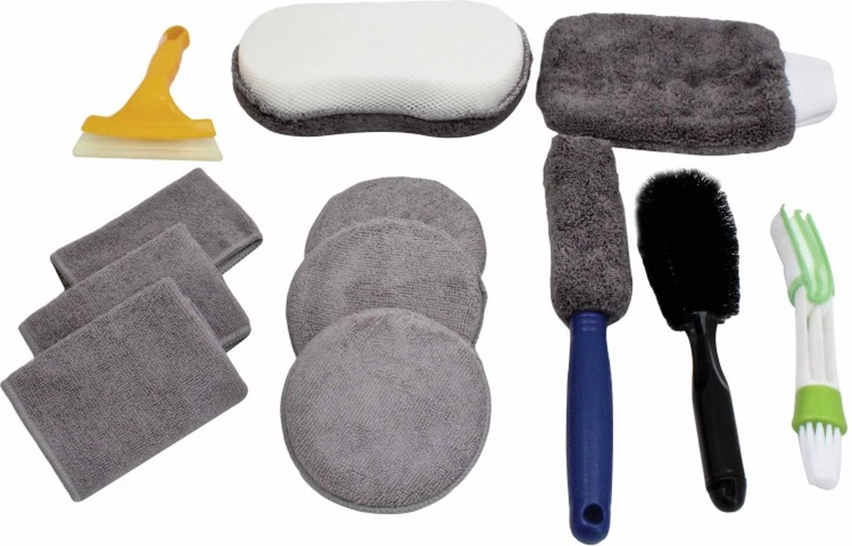 SATRA Autowas Set 12 Delig Autowasborstel, Velgenborstel, Spons, Washandschoen, Droogdoek 3 SATRA Autowas Set 12 Delig Autowasborstel, Velgenborstel, Spons, Washandschoen, Droogdoek