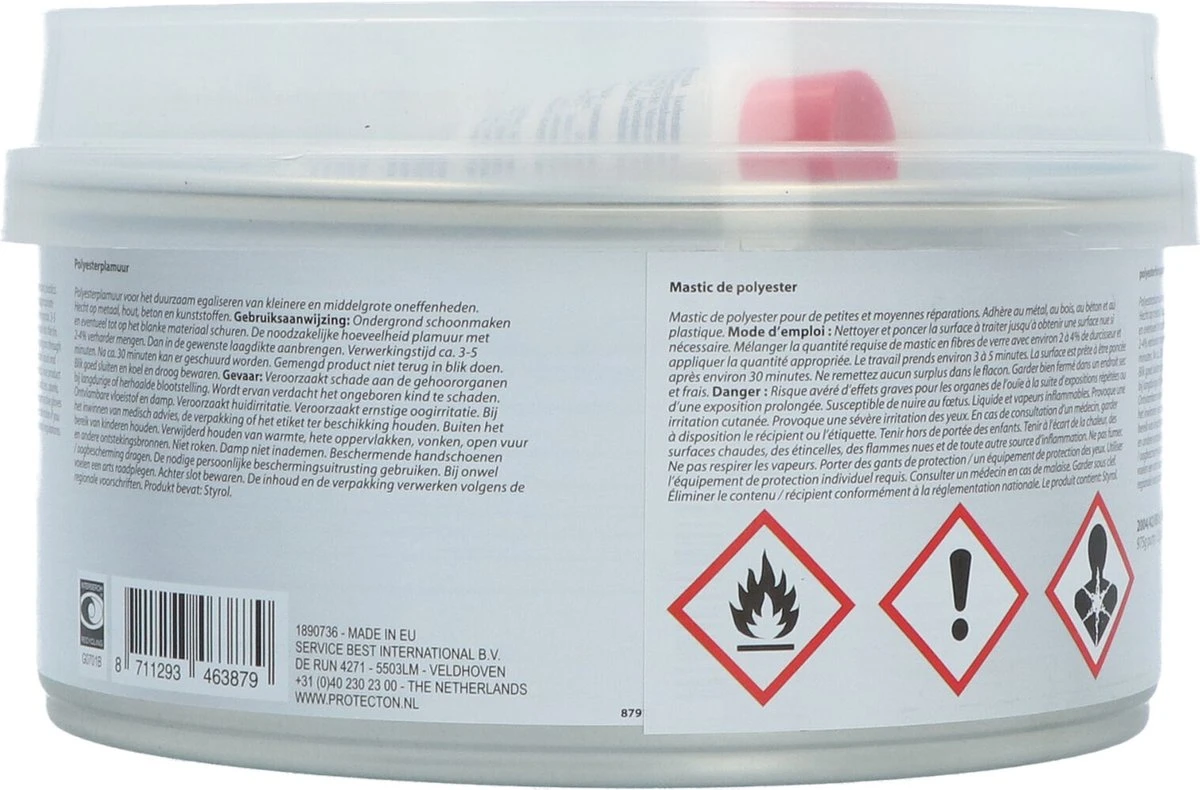 Protecton Plamuur 1000 Gram Polyester Grijs 5 Protecton Plamuur 1000 Gram Polyester Grijs - Afbeelding 3