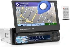TechU™ T47 Autoradio Met Uitklap Scherm – 1 Din 7 Inch + Afstandsbediening – Bluetooth – USB – AUX – FM Radio – GPS Navigatie – Handsfree Bellen – Autoradio Met Scherm