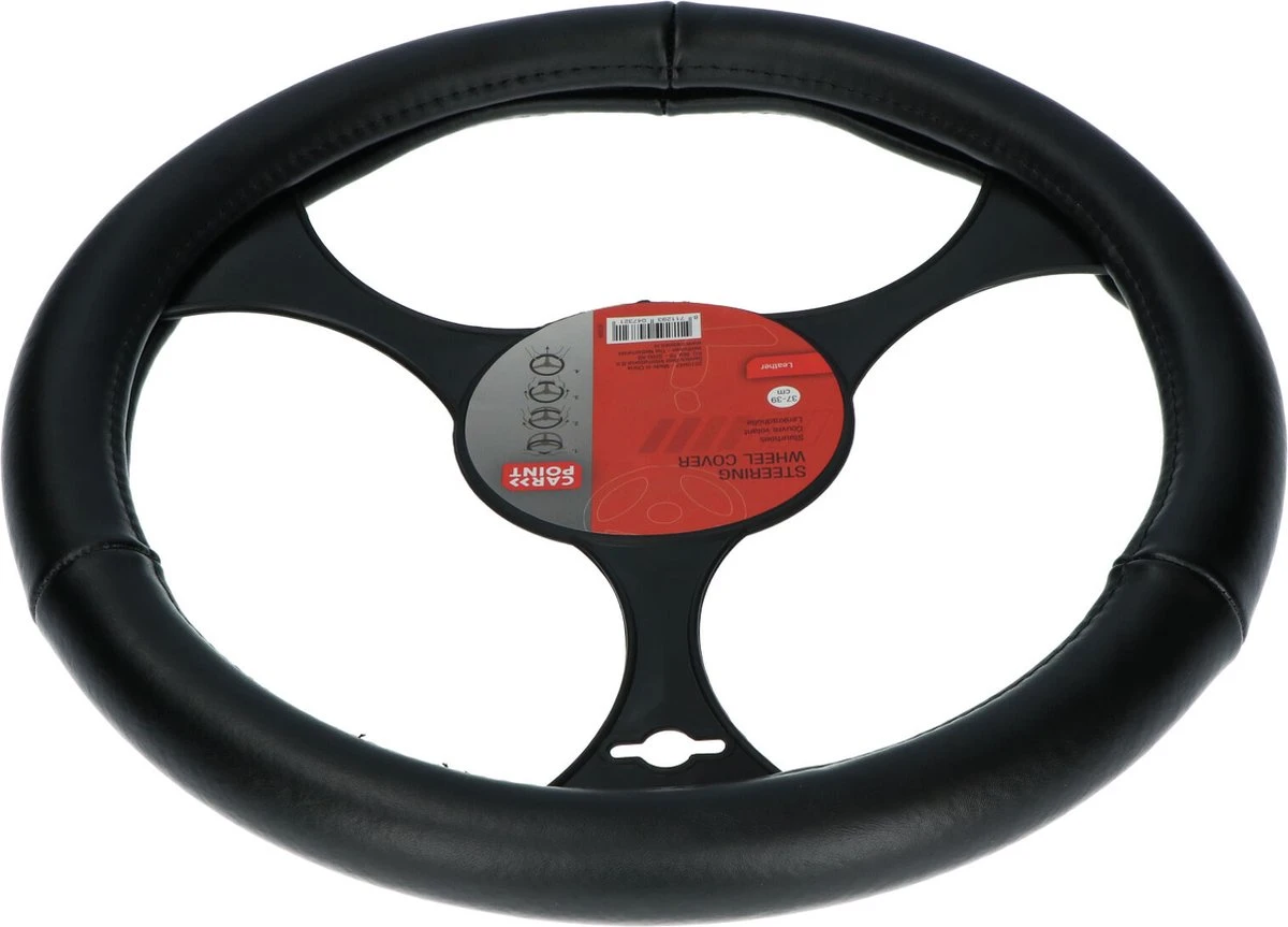 Carpoint Stuurhoes Auto - Leer Zwart - Voor Sturen Met Een Diameter Van 37-39 Cm 6 Carpoint Stuurhoes Auto - Leer Zwart - Voor Sturen Met Een Diameter Van 37-39 Cm - Afbeelding 4