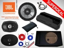 900W JBL Subwoofer + Versterker + Speakers + Kabels & Extras